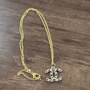 Gold Upcycled C C Pendant Necklace